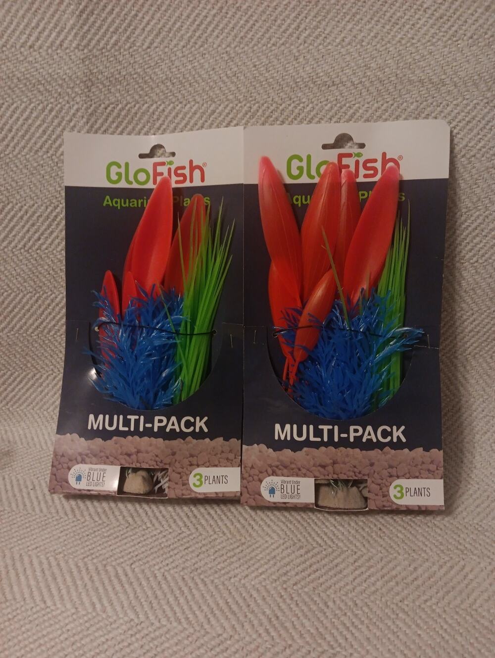 2 Glo Fish 3 Pack Aquarium Plants Vibrant Under Blue Led Lights